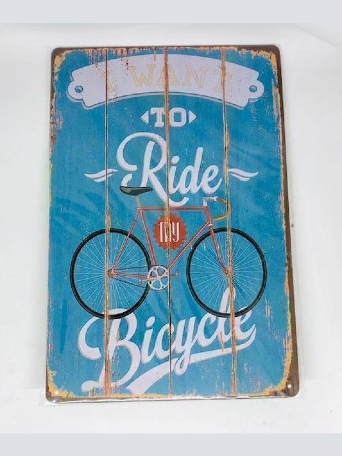 Nostalgie Retro Blech Schild "I want to Ride my Bicycle" 30x20cm 50099