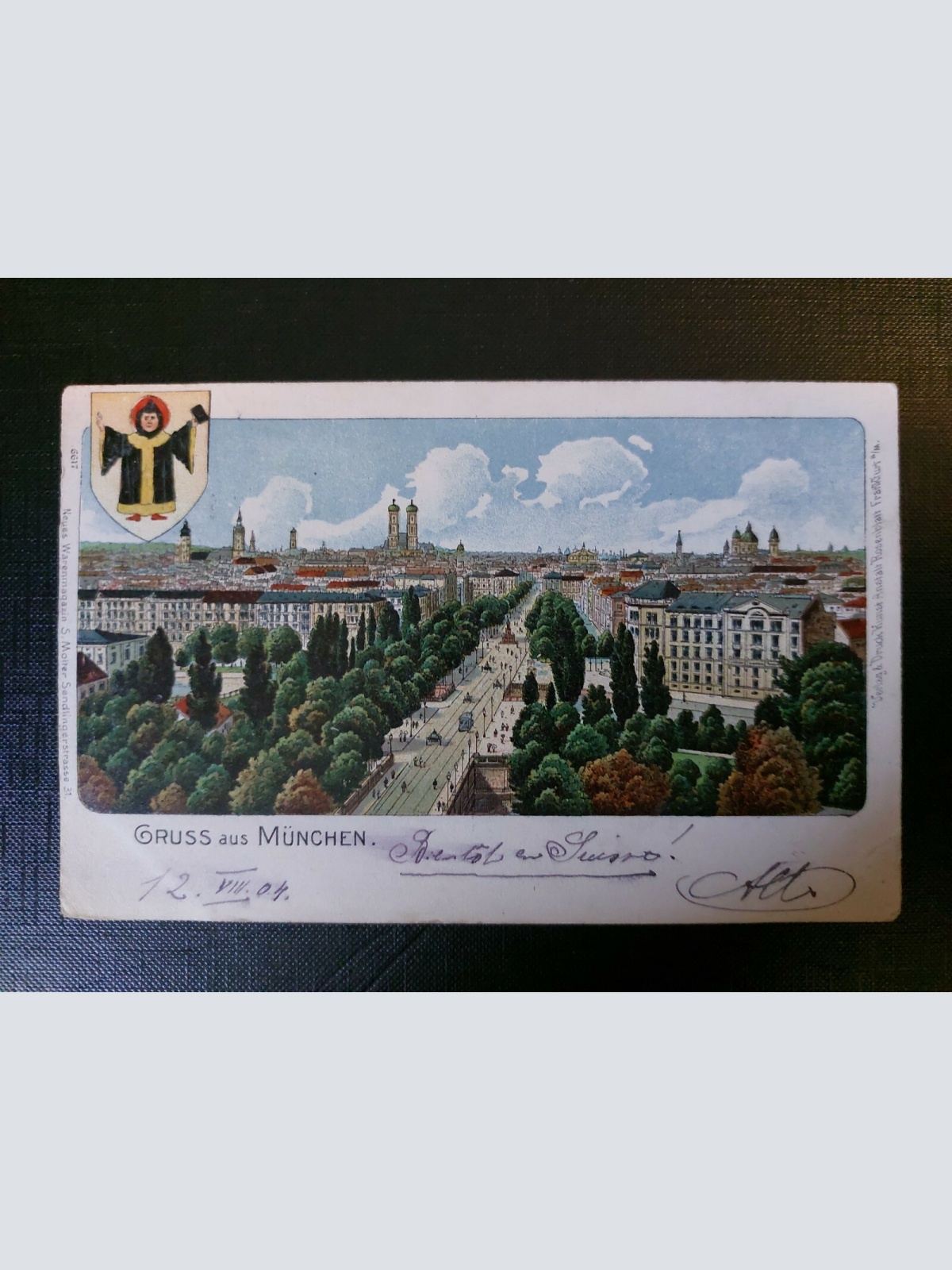 Gruß aus München Wappen Kirche Dom Hauptstraße Park Bäume 402582 WM F