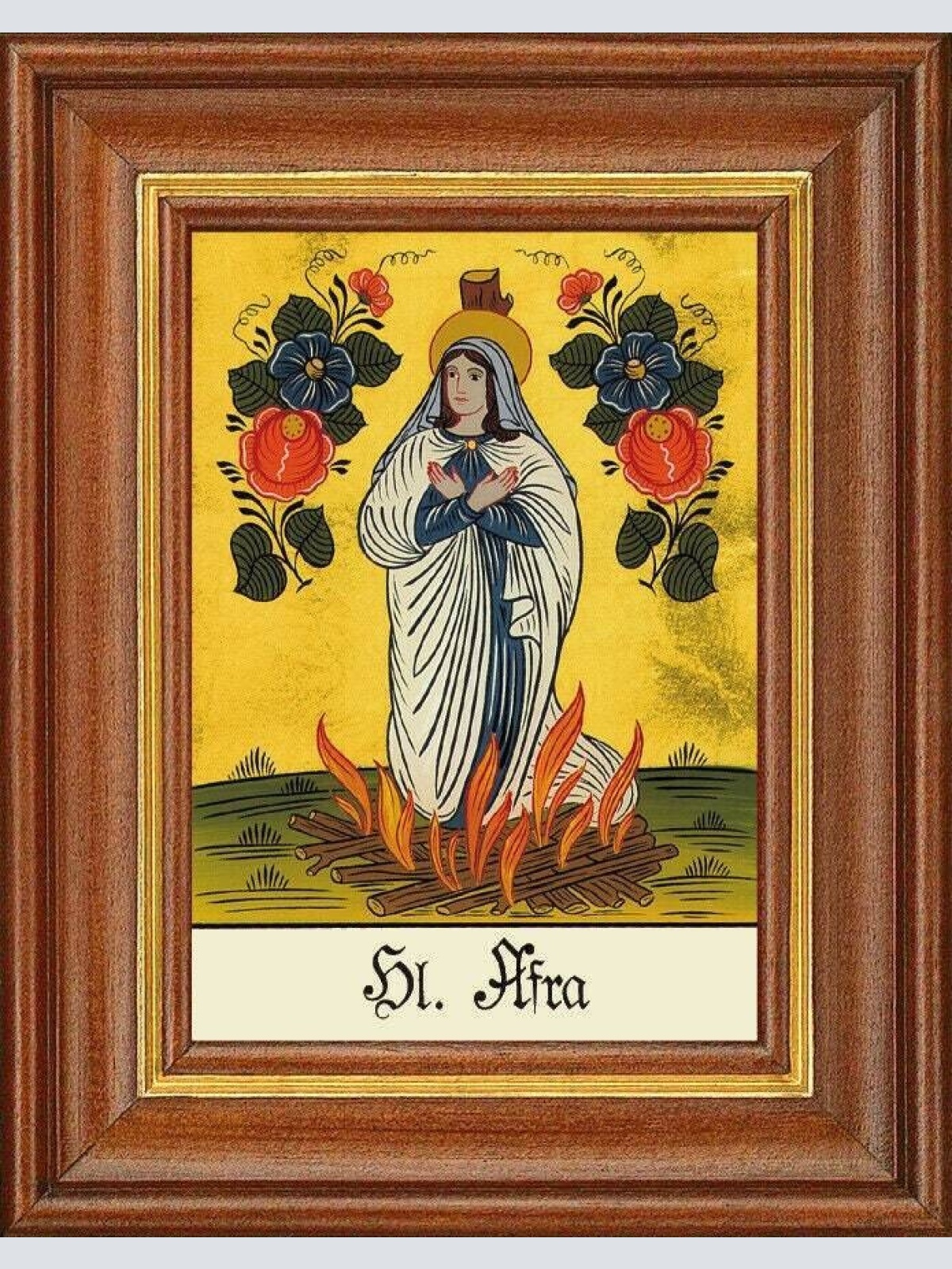 Hinterglasbild - heilige afra - patronatsbild taufe namenspatron 12,7x16 th