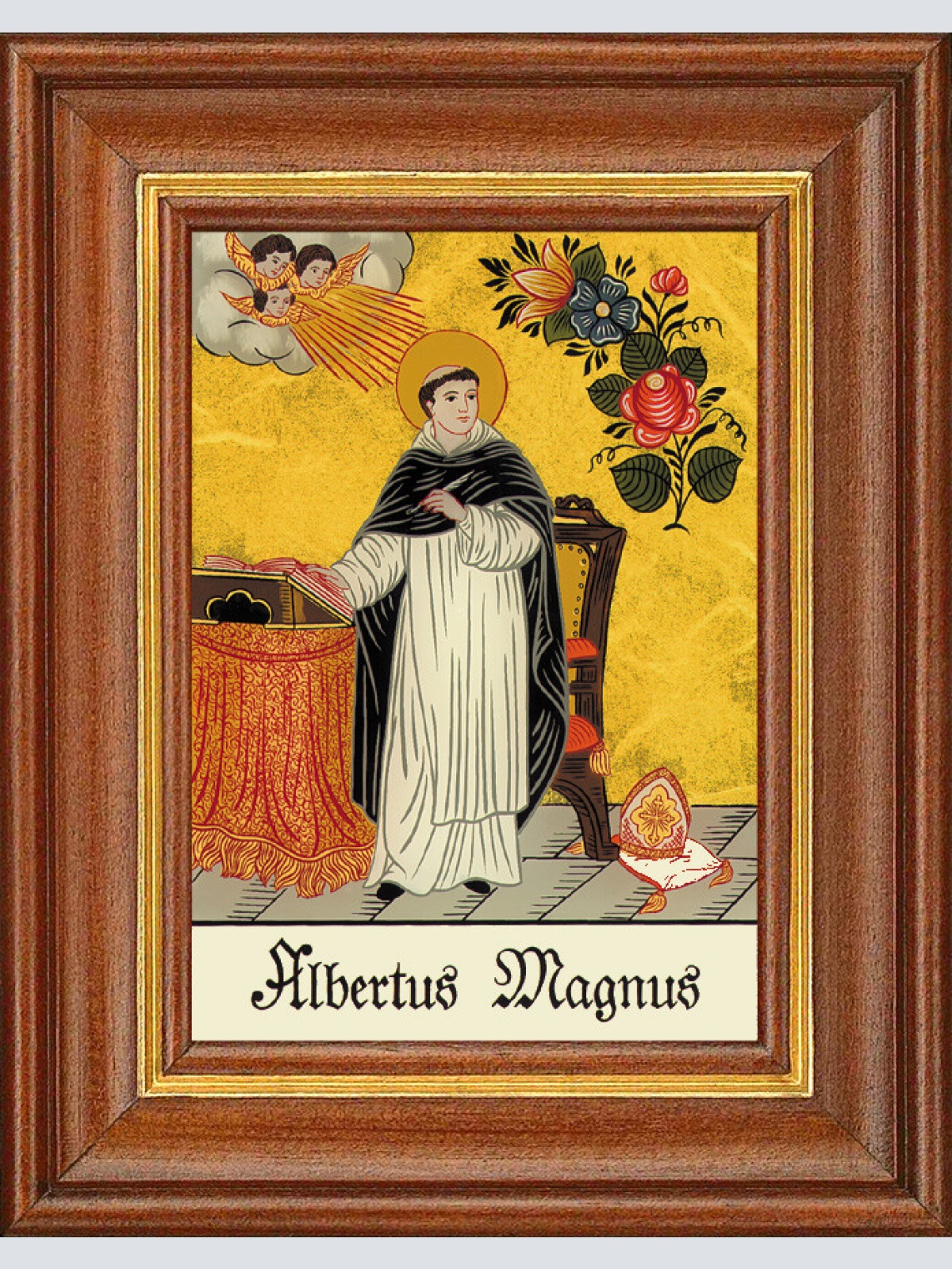 Hinterglasbild - Albertus Magnus - Patronatsbild Taufe Namenspatron 12,7x16 TH