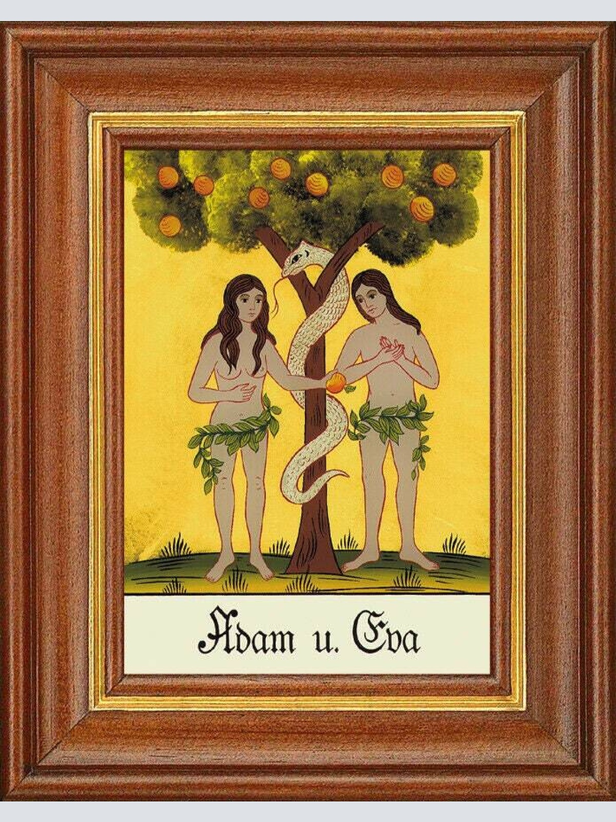 Hinterglasbild - adam u. eva - patronatsbild taufe namenspatron 12,7x16 th