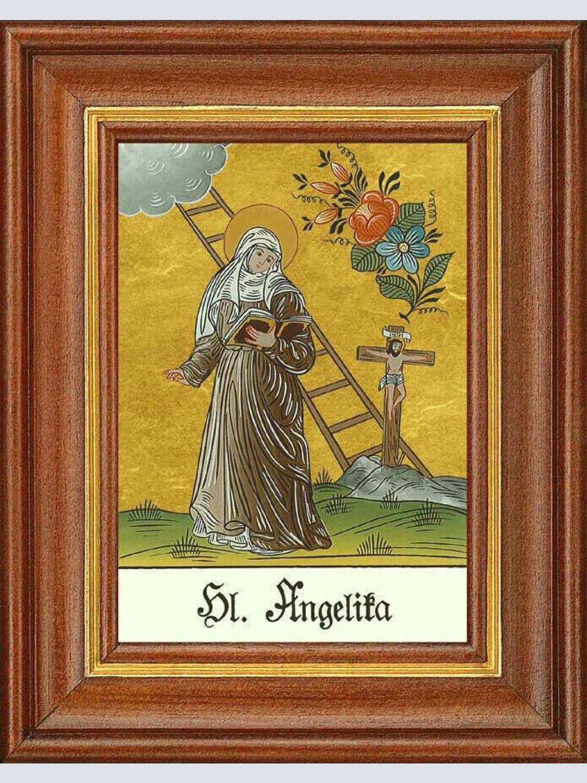 Hinterglasbild - hl.angelika merici - patronatsbild taufe namenspatron12,7x16 th