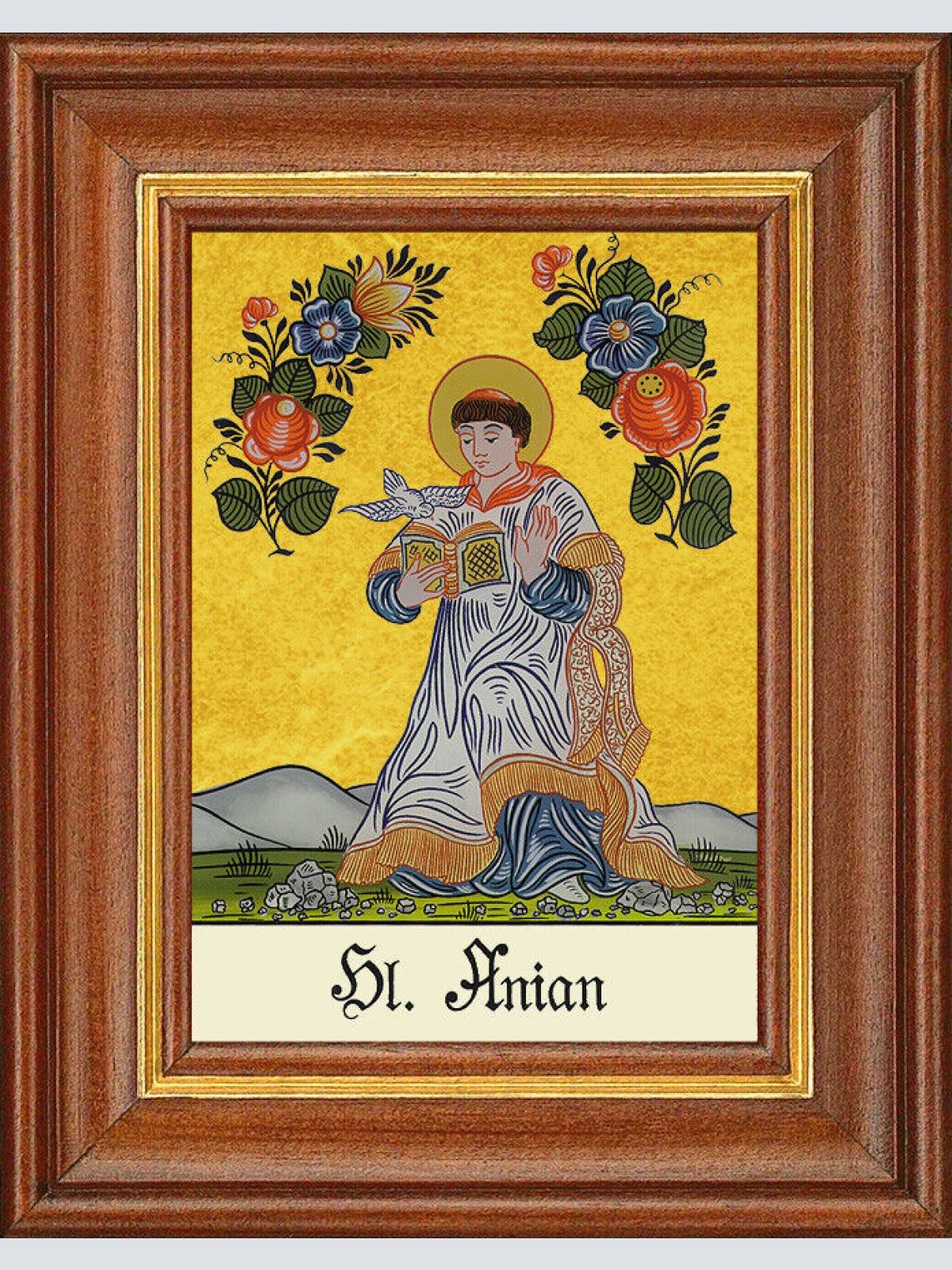 Hinterglasbild - Heiliger Anian - Patronatsbild Taufe Namenspatron 12,7x16 TH