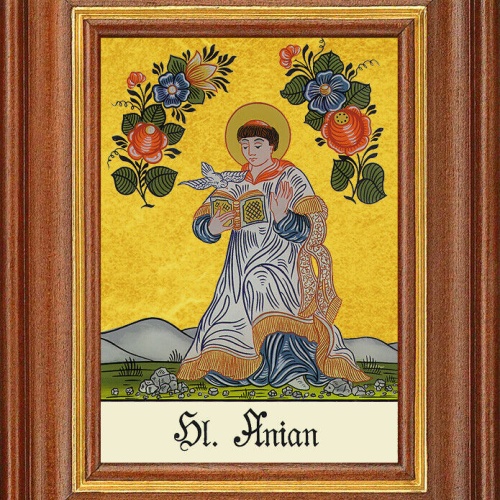 Hinterglasbild - Heiliger Anian - Patronatsbild Taufe Namenspatron 12,7x16 TH