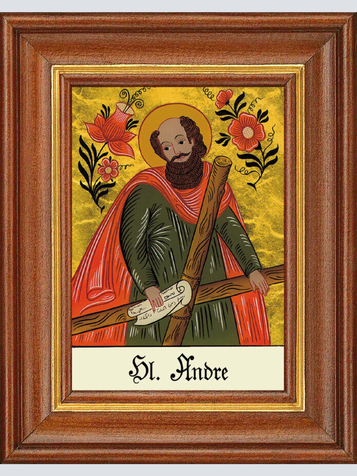 Hinterglasbild - Heiliger Andre - Patronatsbild Taufe Namenspatron 12,7x16 TH