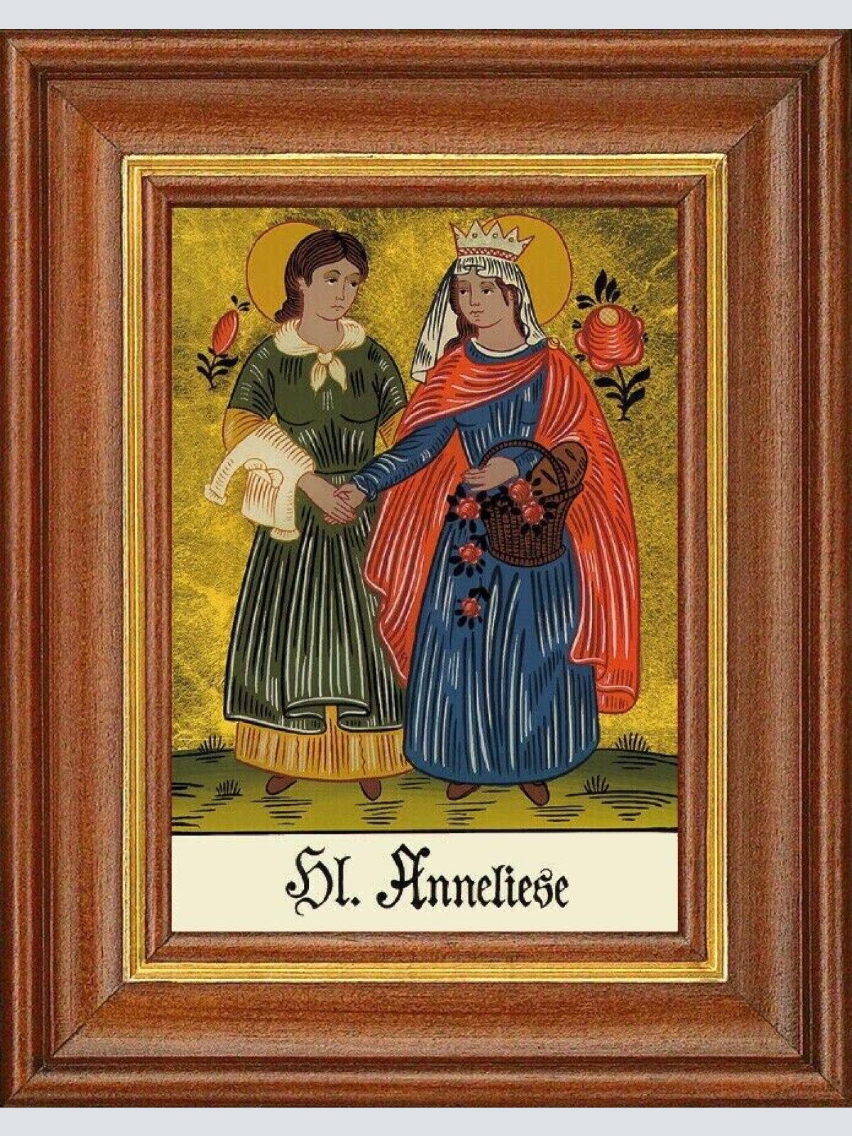 Hinterglasbild - heilige anneliese - patronatsbild taufe namenspatron 12,7x16 th