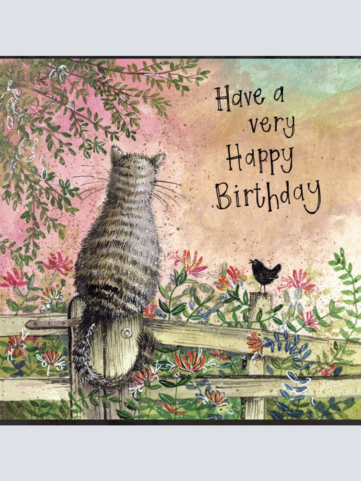 Alex Clark Katze Honeysuckle CAT Geburtstag  140x140 mm incl. Umschlag    0007