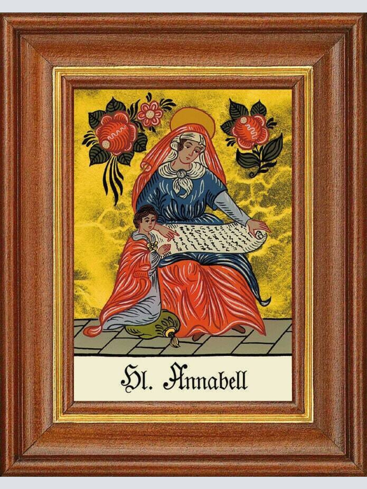 Hinterglasbild - heilige annabell - patronatsbild taufe namenspatron 12,7x16 th