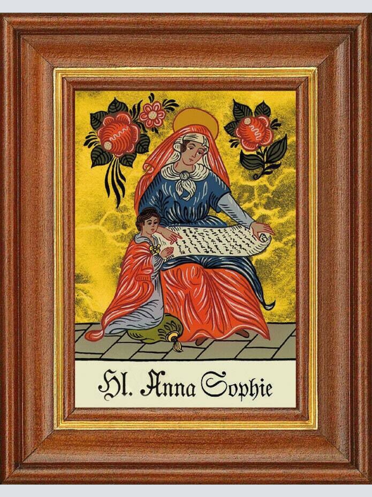 Hinterglasbild - hl. anna sophie - patronatsbild taufe namenspatron 12,7x16 th