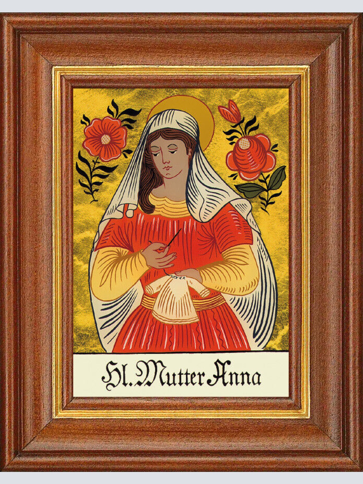 Hinterglasbild - Hl. Mutter Anna - Patronatsbild Taufe Namenspatron 12,7x16 TH