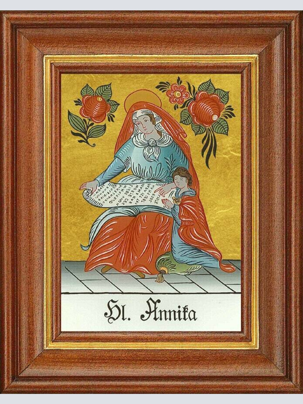 Hinterglasbild - heilige annika - patronatsbild taufe namenspatron 12,7x16 th