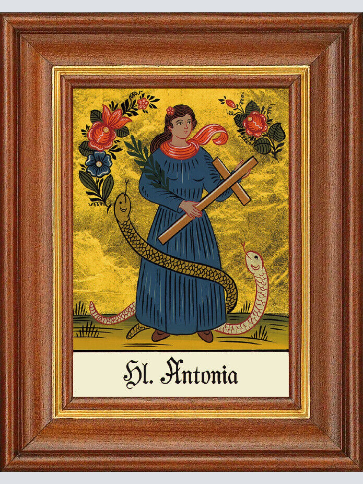 Hinterglasbild - Heilige Antonia - Patronatsbild Taufe Namenspatron 12,7x16 TH