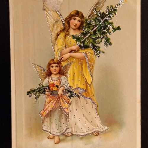 Gesegnete Weihnachten Prägekarte Zwei Engel 600796A Ga G