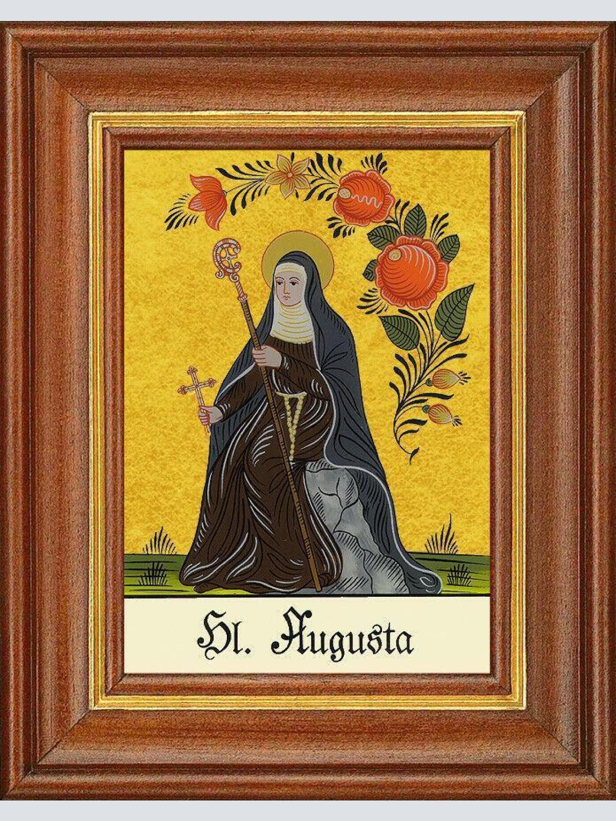 Hinterglasbild - heilige augusta - patronatsbild taufe namenspatron 12,7x16 th