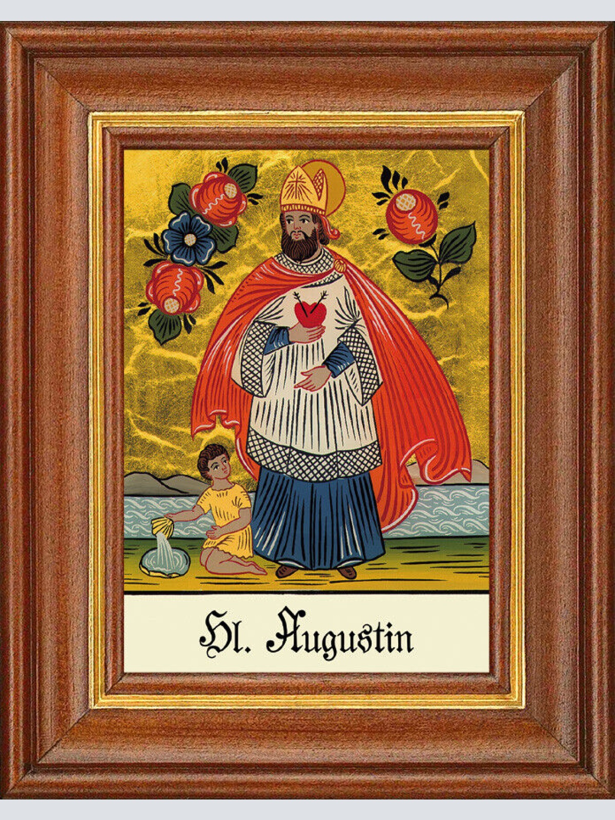 Hinterglasbild - Heiliger Augustin - Patronatsbild Taufe Namenspatron 12,7x16 TH