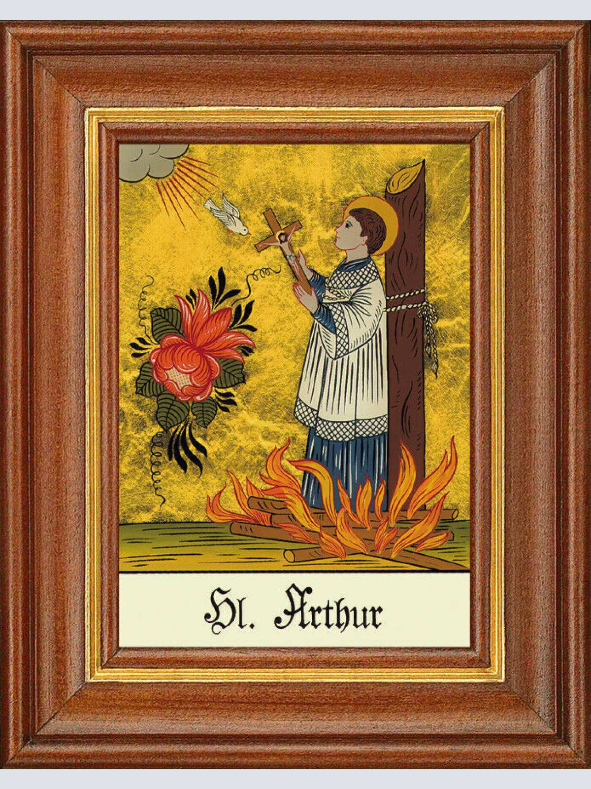 Hinterglasbild - Heiliger Arthur - Patronatsbild Taufe Namenspatron 12,7x16 TH