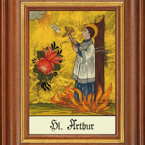 Hinterglasbild - Heiliger Arthur - Patronatsbild Taufe Namenspatron 12,7x16 TH
