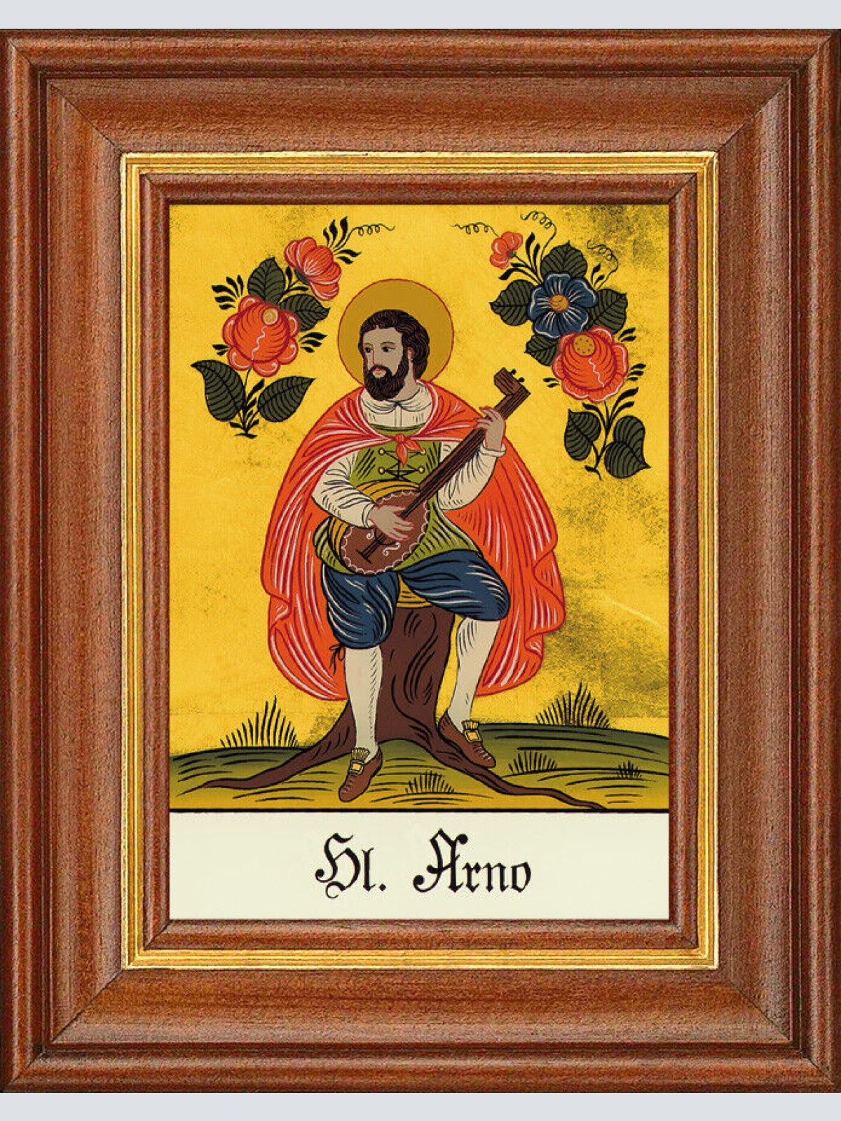 Hinterglasbild - Heiliger Arno - Patronatsbild Taufe Namenspatron 12,7x16 TH