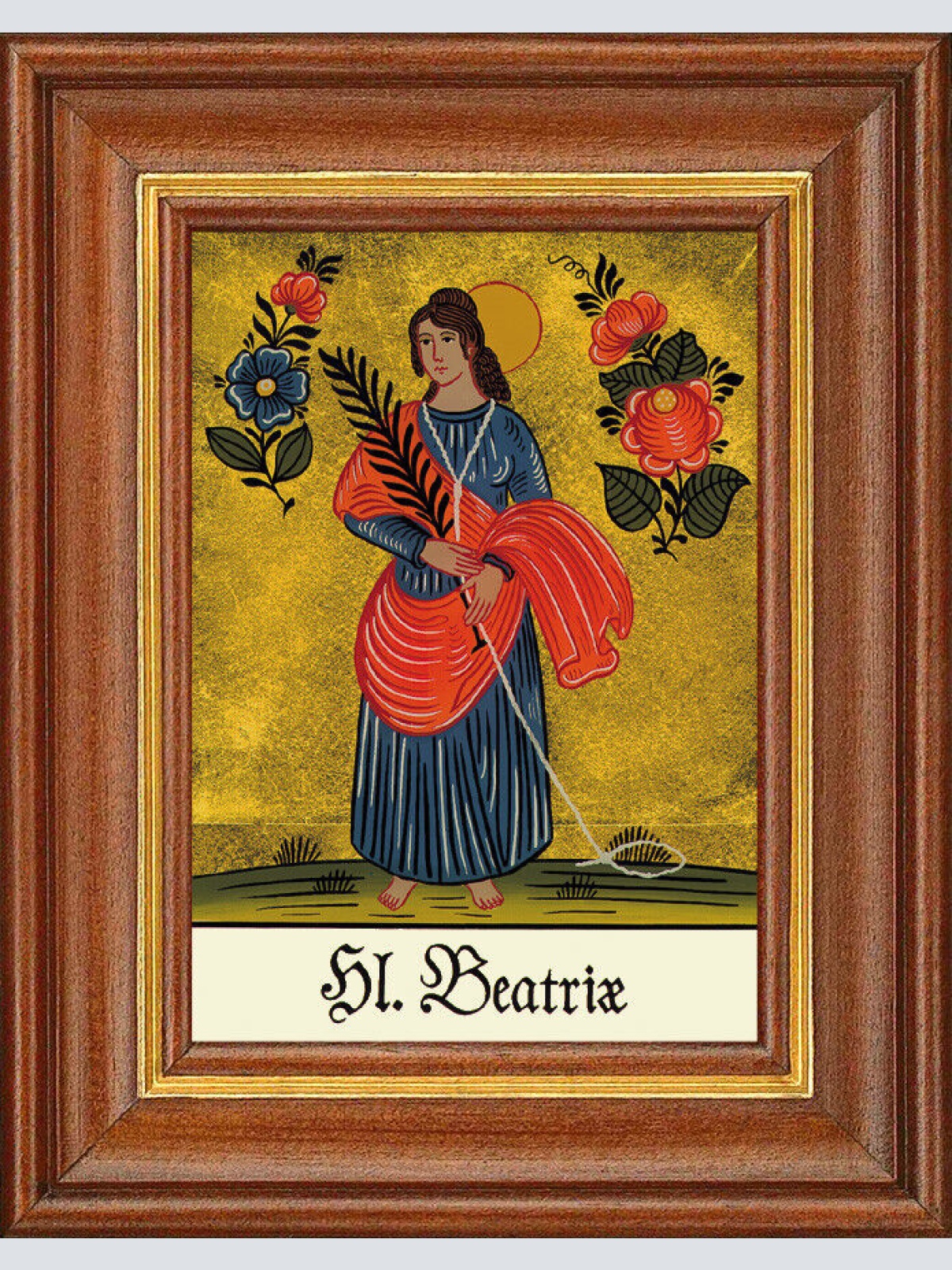 Hinterglasbild - Heilige Beatrix - Patronatsbild Taufe Namenspatron 12,7x16 TH