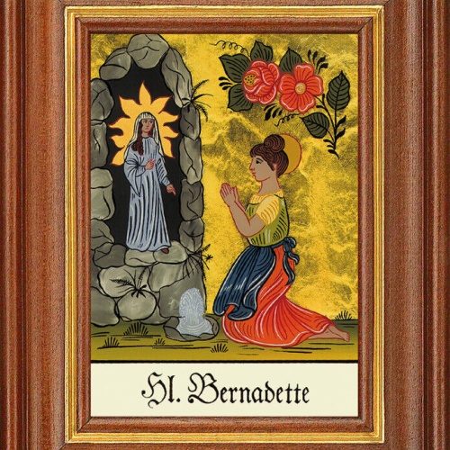 Hinterglasbild - Heilige Bernadette - Patronatsbild Taufe Namenspatron12,7x16 TH