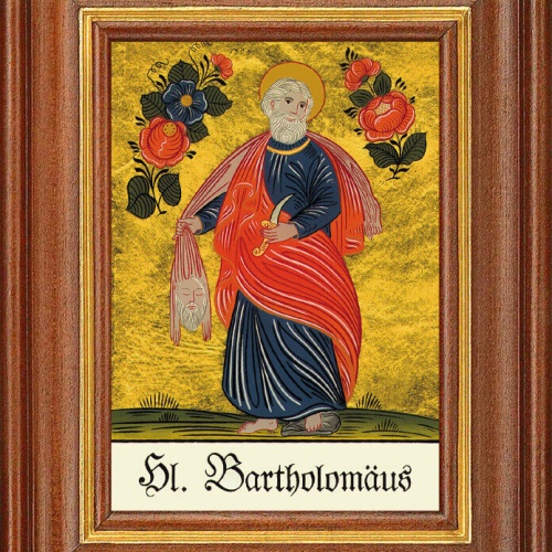 Hinterglasbild - Hl. Bartholomäus - Patronatsbild Taufe Namenspatron 12,7x16 TH