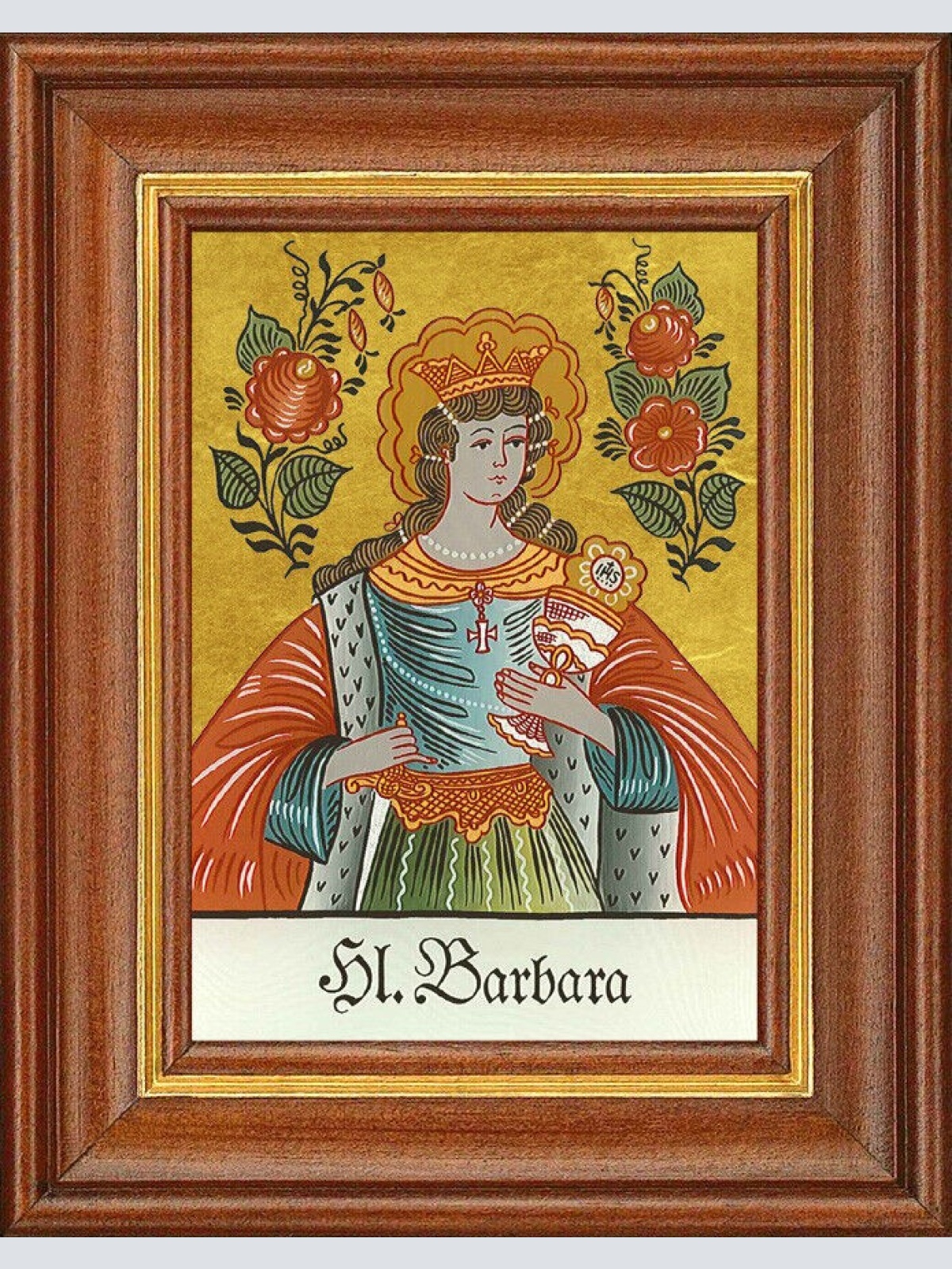 Hinterglasbild - Heiliger Barbara - Patronatsbild Taufe Namenspatron 12,7x16 TH