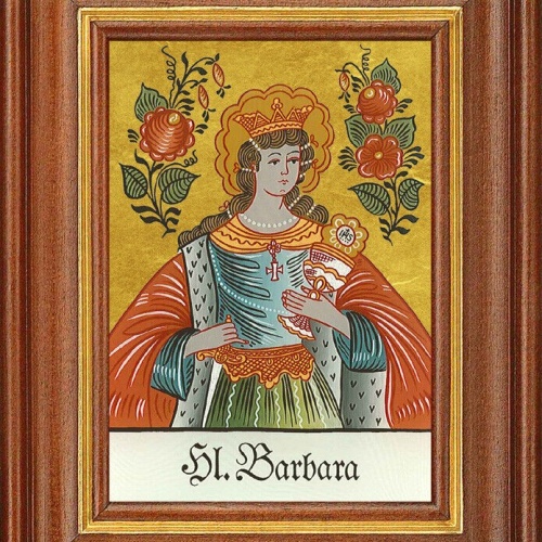 Hinterglasbild - Heiliger Barbara - Patronatsbild Taufe Namenspatron 12,7x16 TH