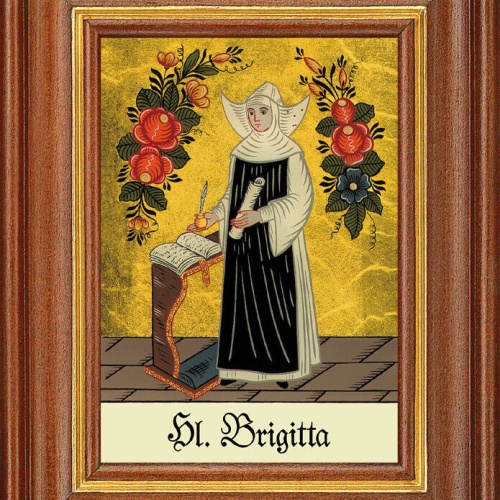 Hinterglasbild - Heilige Brigitta - Patronatsbild Taufe Namenspatron 12,7x16