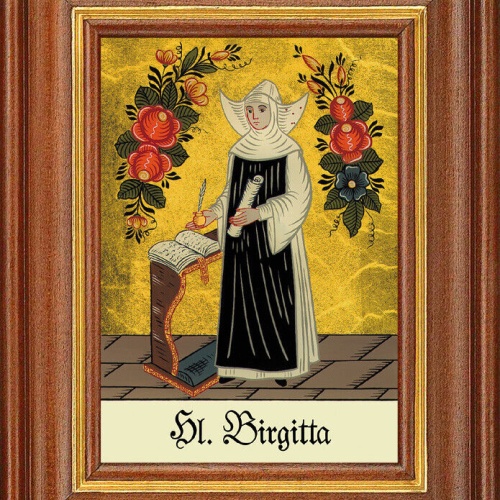 Hinterglasbild - Heilige Birgitta - Patronatsbild Taufe Namenspatron 12,7x16