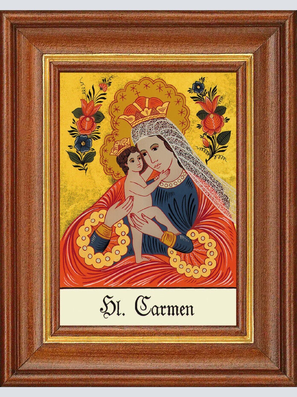 Hinterglasbild - Heilige Carmen - Patronatsbild Taufe Namenspatron 12,7x16