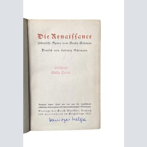 4503 Graf Arthur Gobineau DIE RENAISSANCE. HISTORISCHE SZENEN VOM GRAFEN GOBINE