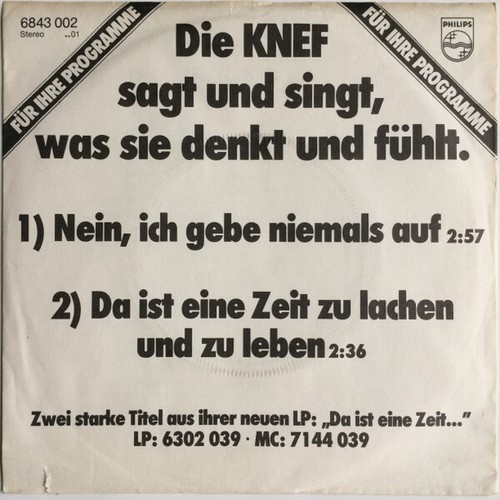 Hildegard Knef - Nein, Ich Gebe Niemals Auf / Da Ist Eine Zeit Zu Lachen Und ...
