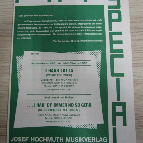 NOTENHEFT MISTHAUFEN / NICK OLIVER / RUDI LUKSCH  / AUSTRIA / RARITÄT /