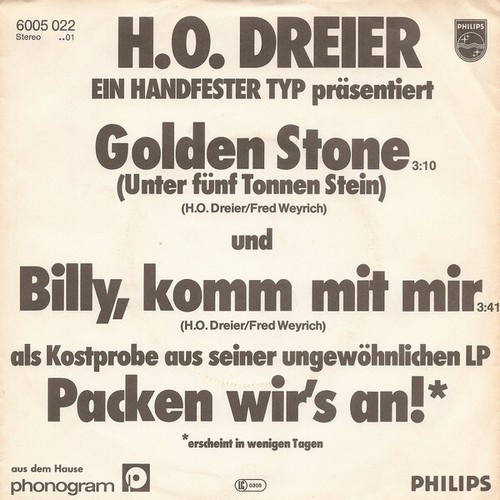 H. O. Dreier - Golden Stone (Unter Fünf Tonnen Stein) (7", Single)