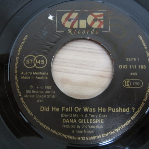 Single /  Dana Gillespie ?– Did He Fall Or Was He Pushe /  AUT   PRESS  / RAR /