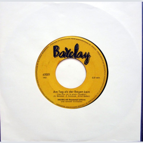 Single / DALIDA / SCHLAGER / RARITÄT / BARCLAY / SWISS PRESSUNG /