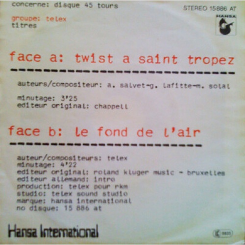 Telex - Twist A Saint Tropez (7", Single)
