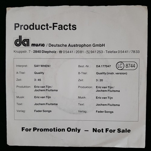 Say When! - Qualify / Qualify (instr. Version) (7", Single, Promo)