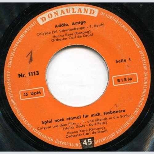 Hanna Kore* / Rudi Kreuzberger - Addios Amigo / Spiel Noch Einmal Für Mich, H...