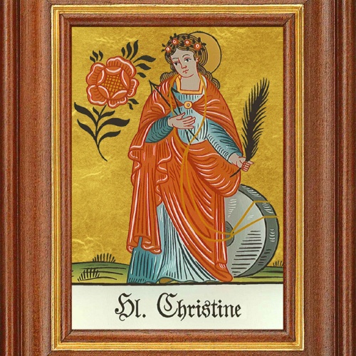 Hinterglasbild - Heilige Christine - Patronatsbild Taufe Namenspatron 12,7x16
