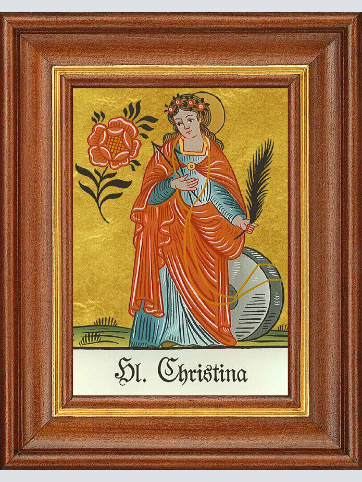 Hinterglasbild - Heilige Christina - Patronatsbild Taufe Namenspatron 12,7x16
