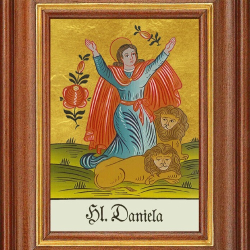 Hinterglasbild - Heilige Daniela - Patronatsbild Taufe Namenspatron 12,7x16