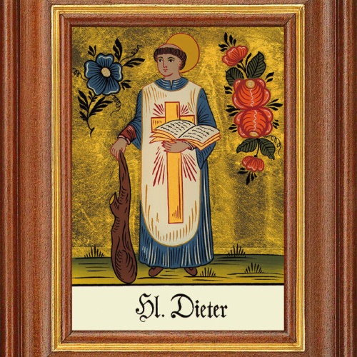 Hinterglasbild - Heiliger Dieter - Patronatsbild Taufe Namenspatron 12,7x16