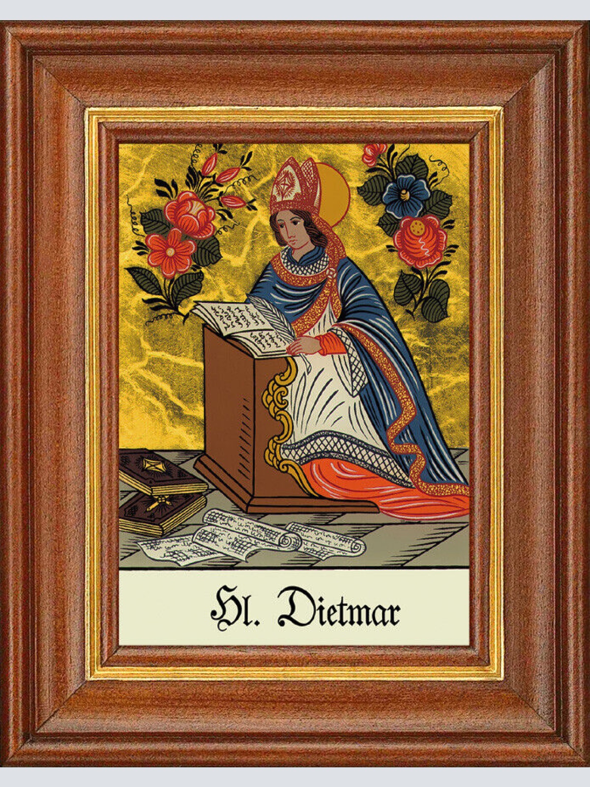 Hinterglasbild - Heiliger Dietmar - Patronatsbild Taufe Namenspatron 12,7x16