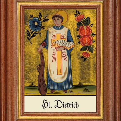 Hinterglasbild - Heiliger Dietrich - Patronatsbild Taufe Namenspatron 12,7x16