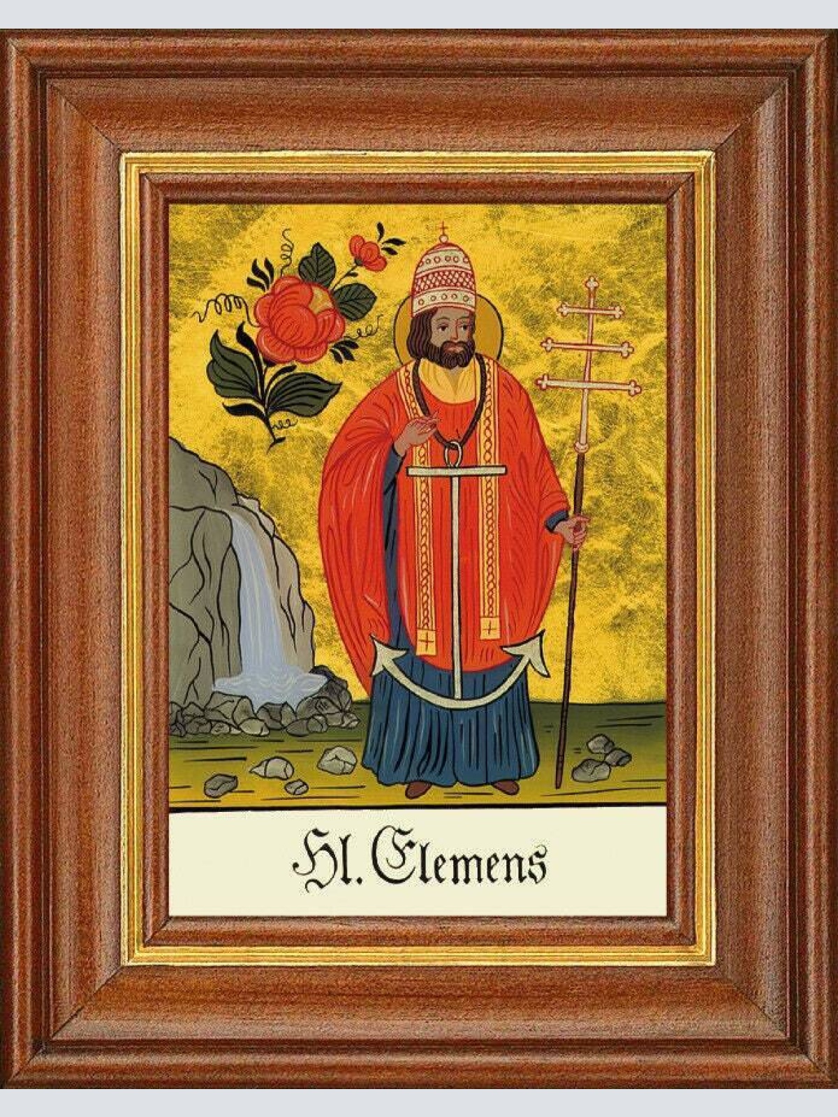 Hinterglasbild - heiliger clemens - patronatsbild taufe namenspatron 12,7x16