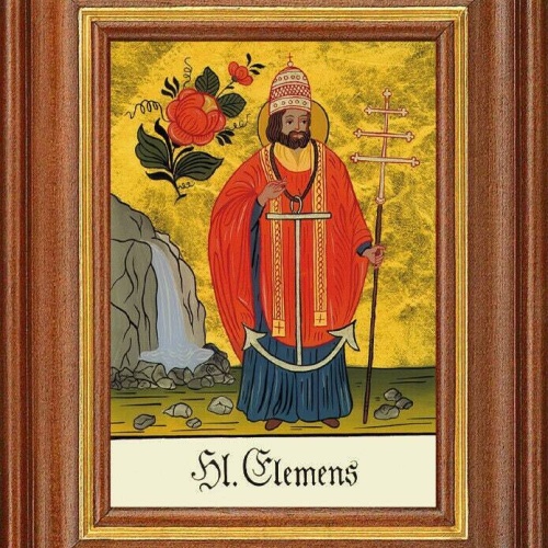 Hinterglasbild - heiliger clemens - patronatsbild taufe namenspatron 12,7x16