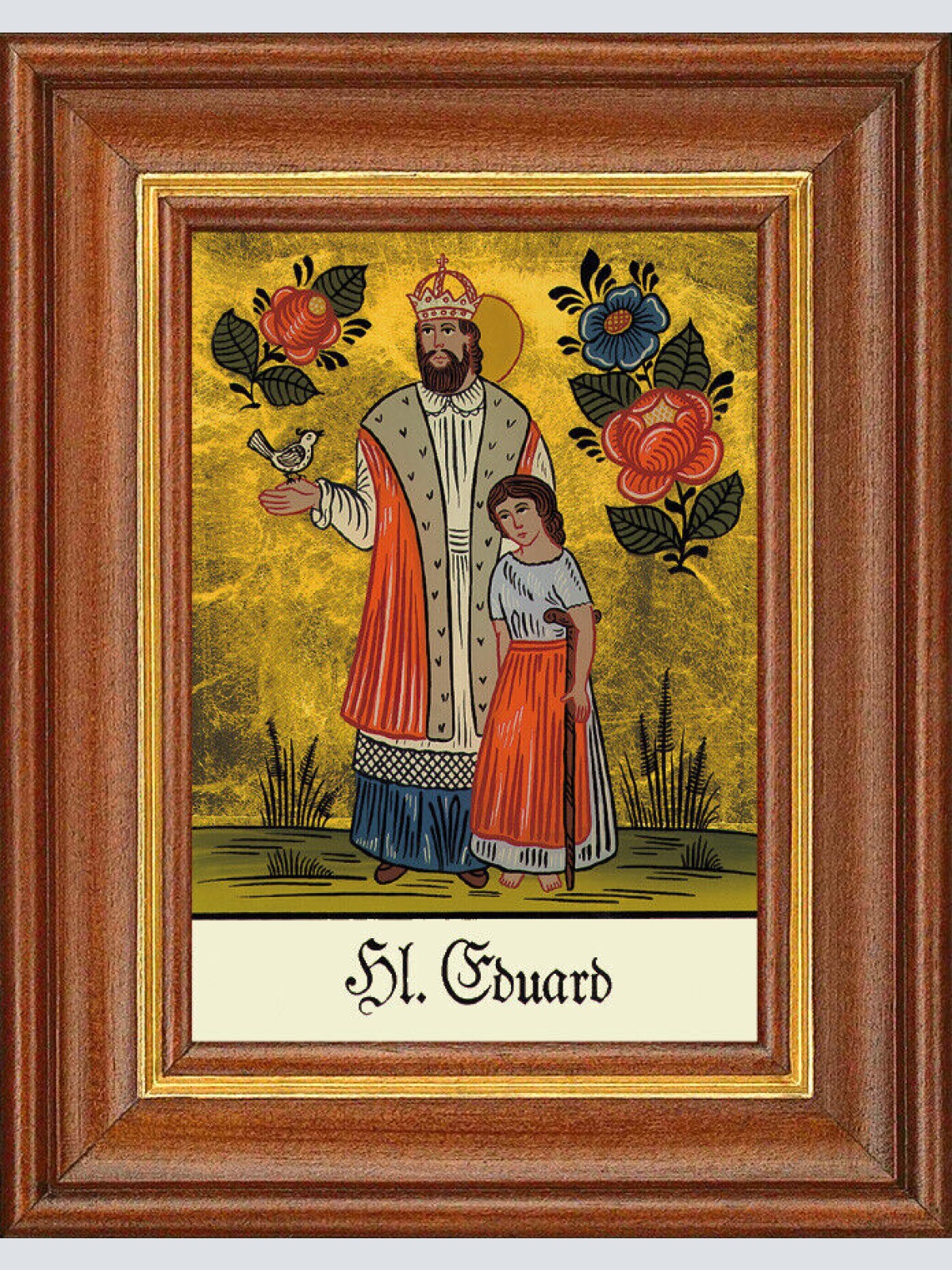 Hinterglasbild - Heiliger Eduard - Patronatsbild Taufe Namenspatron 12,7x16