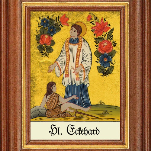 Hinterglasbild - Heiliger Eckehard - Patronatsbild Taufe Namenspatron 12,7x16