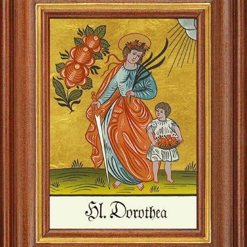 Hinterglasbild - Heilige Dorothea - Patronatsbild Taufe Namenspatron 12,7x16